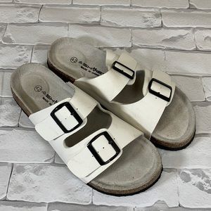 Shviee Slip on cork sandals Double strap buckle White Size 42 Euro